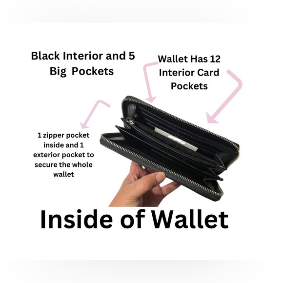 Coach Signature Zip Around Accordion Wallet Black - Picture 3 of 4